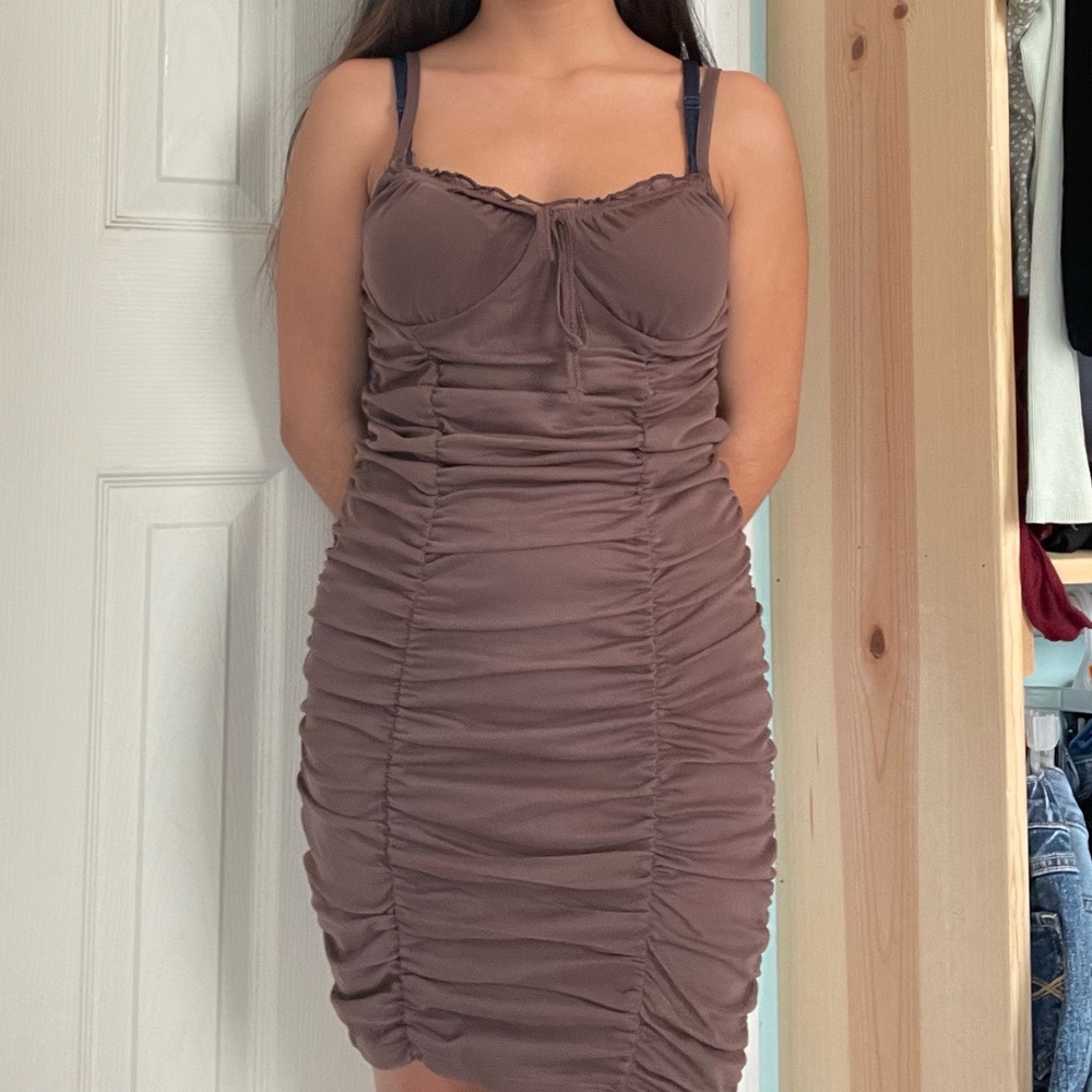 Chocolate brown ruffled dress